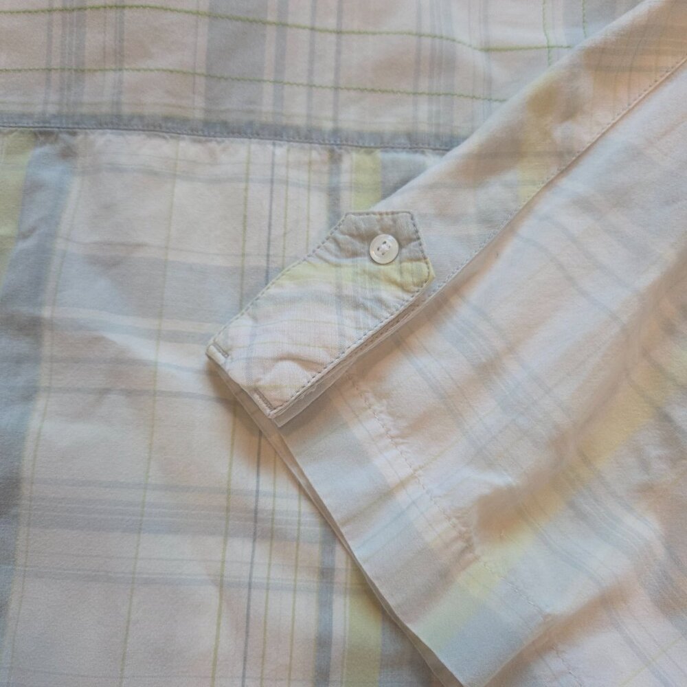 Prana Short Sleeve Button up Shirt Mens L Plaid Pocket Surf Casual Hiking Nature - Picture 8 of 10